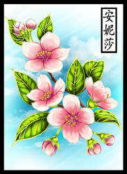 Cherry Blossom Embroidery Pattern - Coloured