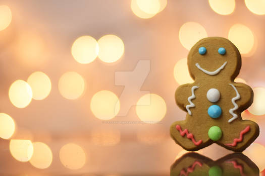 Gingerbread Man with Bokeh Background Stock Image