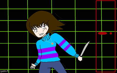 Frisk during the battle with Sans