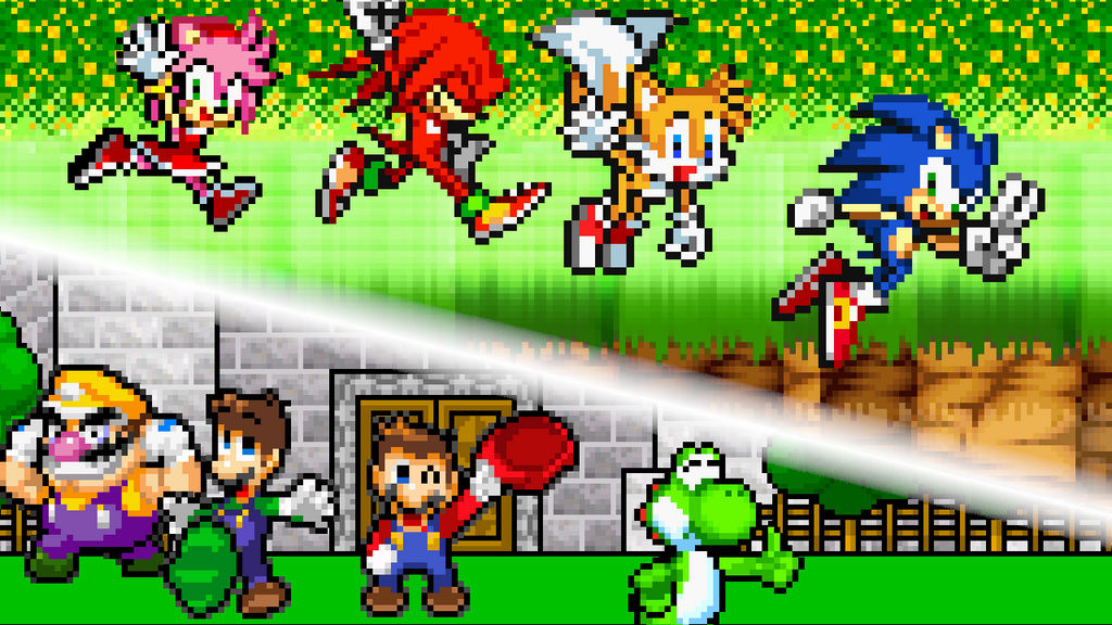 Classic Sonic VS Classic Mario Sprite Art