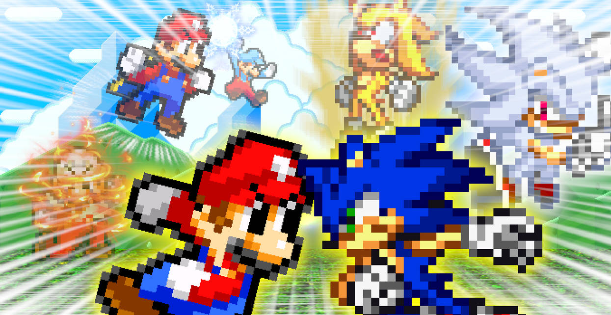 `Retro Rivals`-(Mario VS Sonic) by SLGQ4 on DeviantArt
