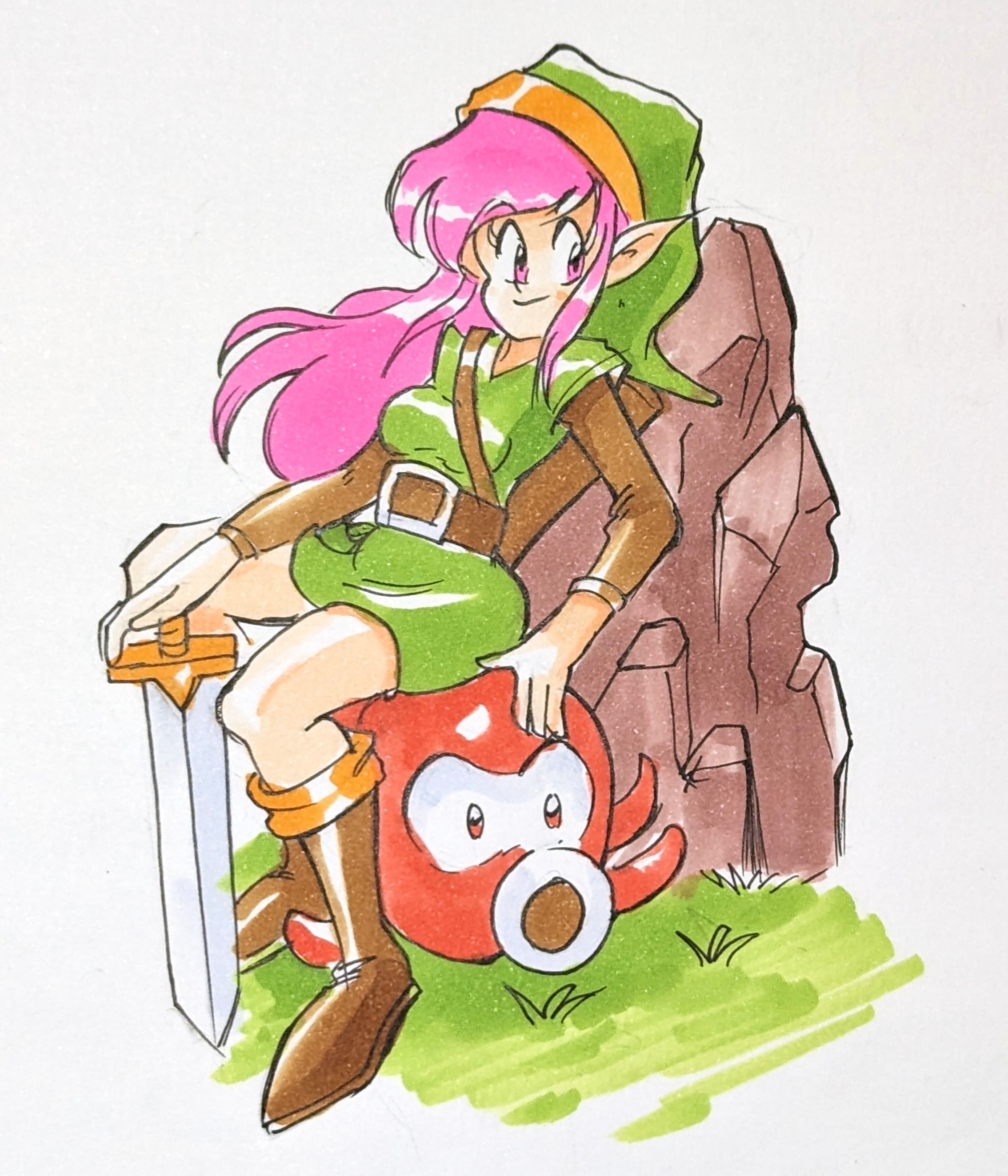 Pink haired female Link by AlbertoV on DeviantArt