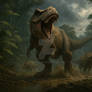 Realistic T-Rex Roaming the Jurassic Wilderness