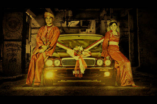 Malay Bride, Groom and Jaguar