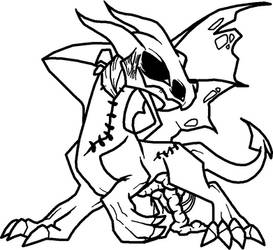 Zombie Dragon Lineart