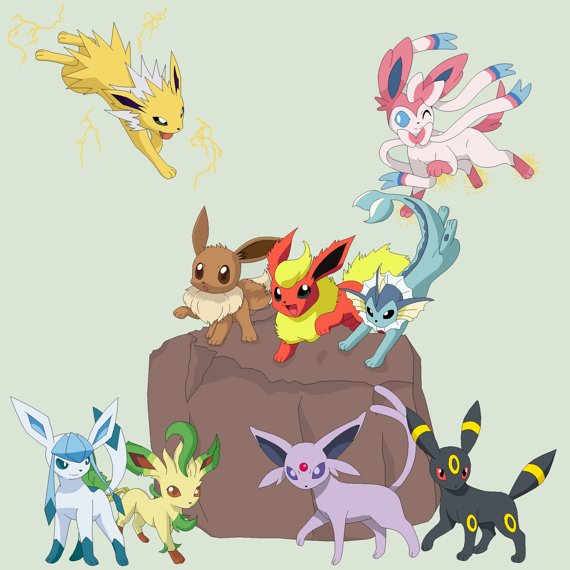 my eevee evolutions by okami7577 on DeviantArt