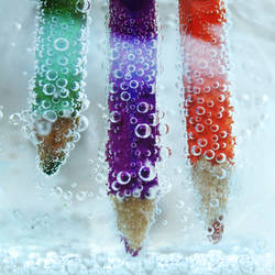 pencils water bubbles