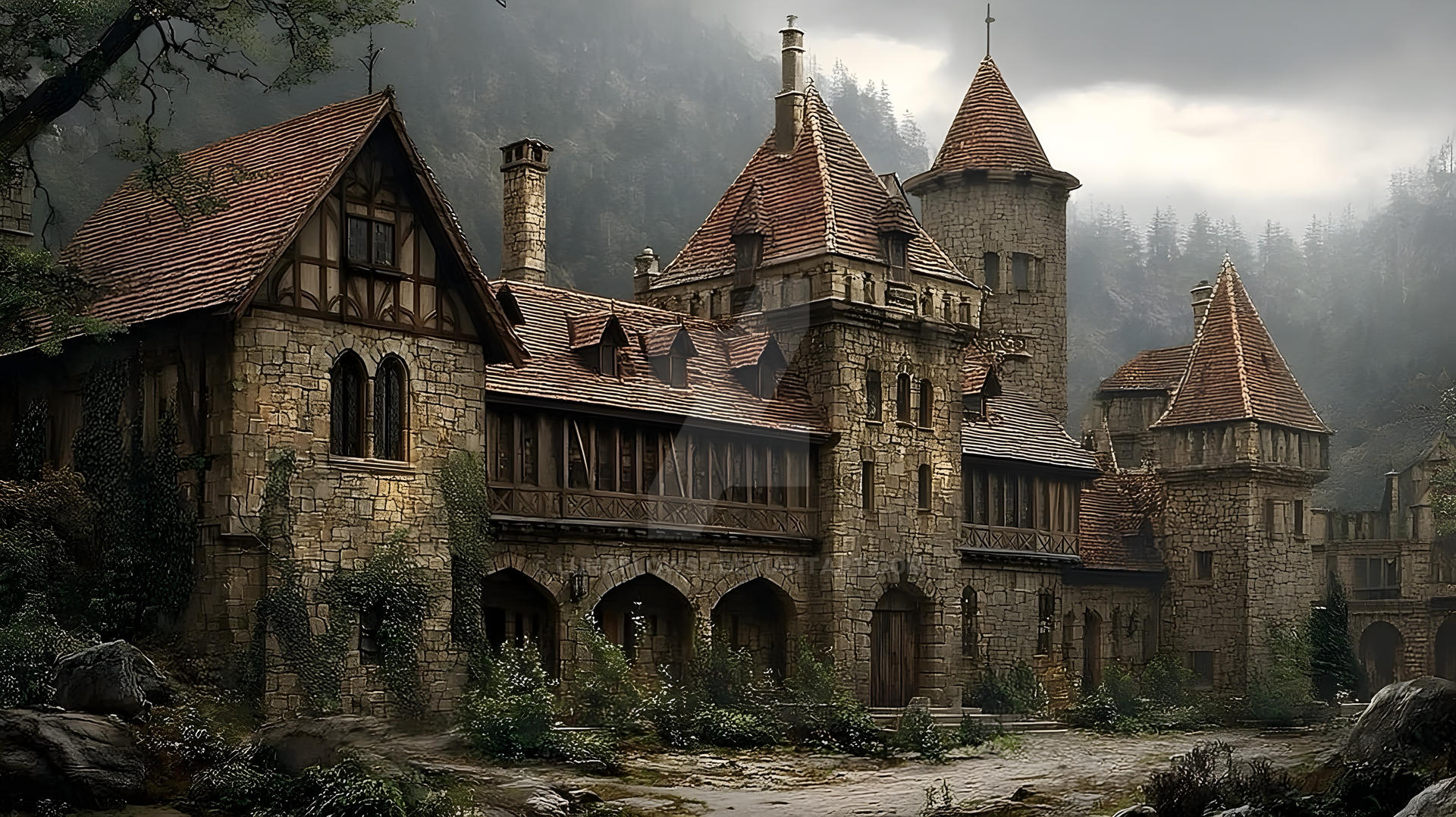 Science Fiction Monastery Medeival monastery,exclusive ( open) by Lunaflows7 on DeviantArt