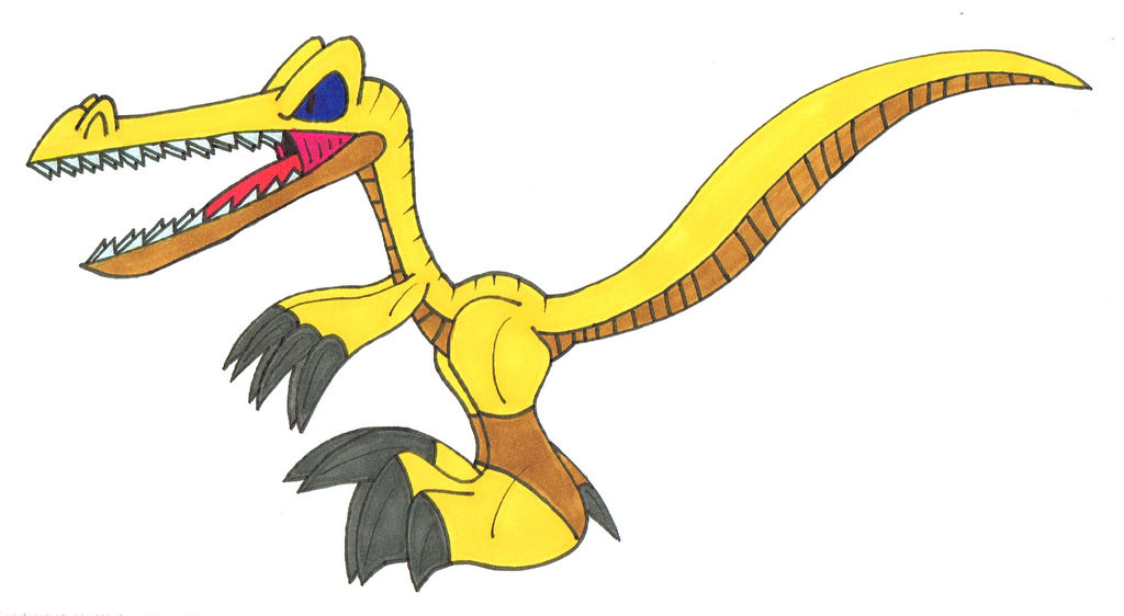 Riding Raptor Yellow Hat Blue Eyed Yellow Raptor by Genie-Dragon on DeviantArt