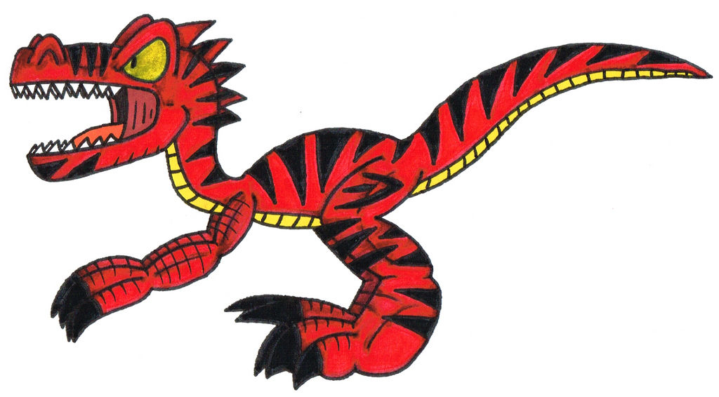 Giant Black Striped Red Raptor by Genie-Dragon on DeviantArt