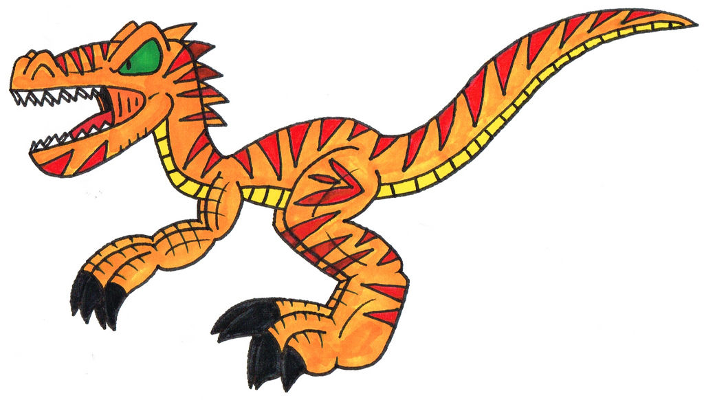 Giant Red Striped Orange Raptor by Genie-Dragon on DeviantArt