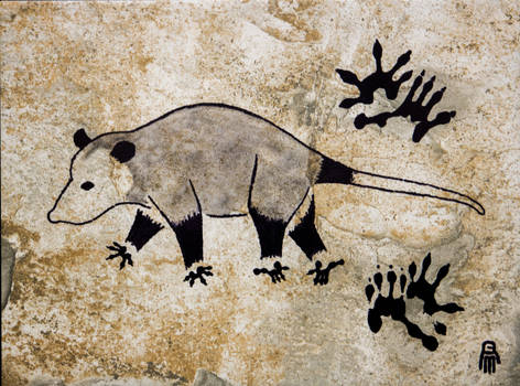 Prehistoric Style Opossum painting