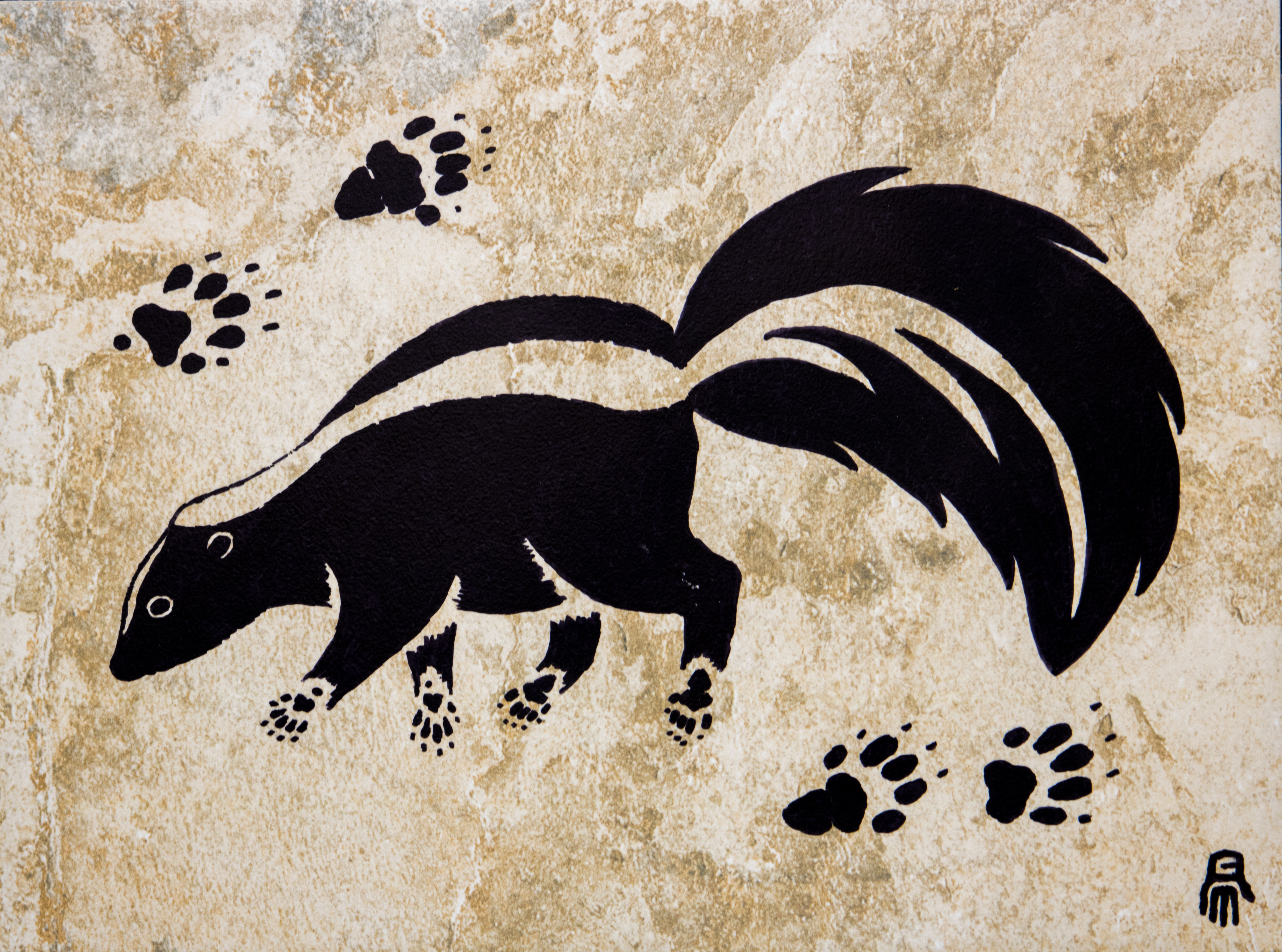 Prehistoric Style Striped Skunk painting