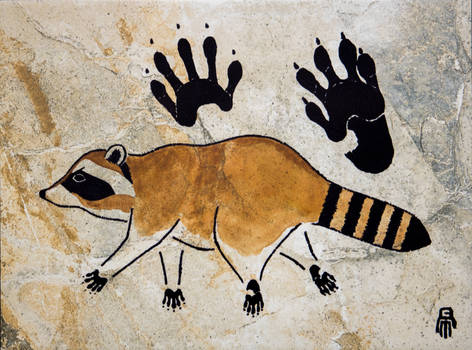 Prehistoric Style Raccoon painting