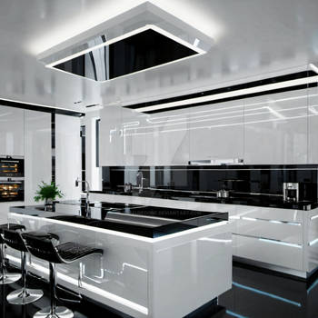 Kitchen - Black, White, Glossy