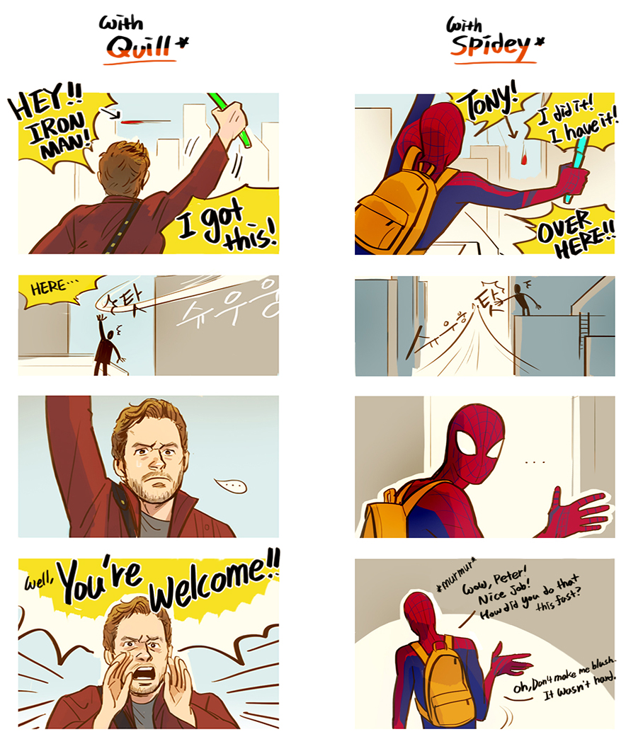 Tony with Quill n Spidey