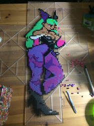 Morrigan perler bead almost done!