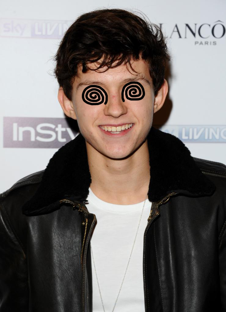 Tom Holland with swirly eyes