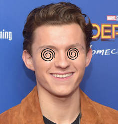 Tom Holland with swirly eyes