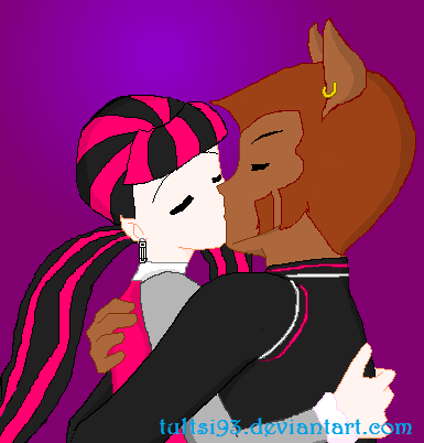 Clawd and Draculaura kissing