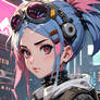 Blue Haired Cyber GIrl