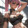 Sexy Dieselpunk Woman with Pink Hair