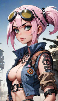 Post Apocalyptic Girl with Pink Hair