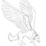 Winged Wolf Lineart