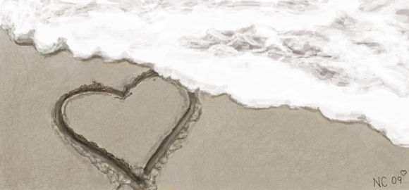 hearts in the sand