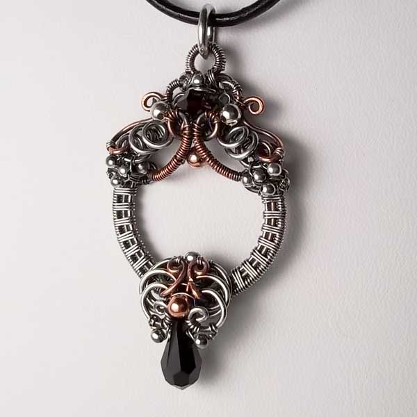 Indra Sterling Silver Copper Jet Crystal Pendant