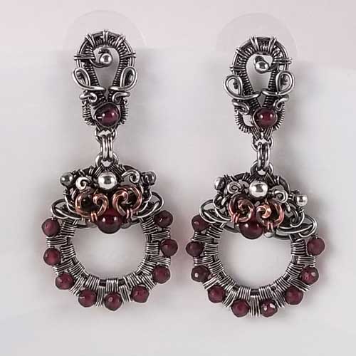 Melora Garnet Earrings In Sterling Silver Copper