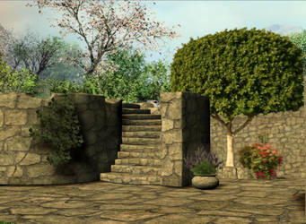 3d Background - Stone garden