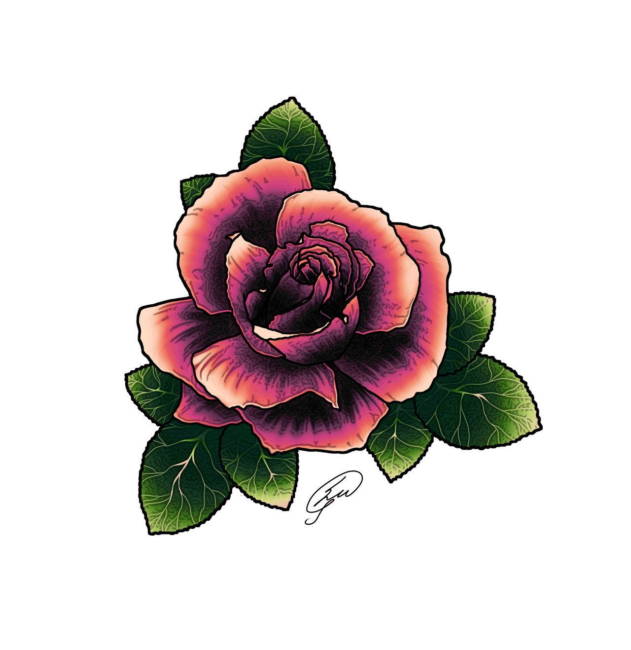 Pink rose tattoo idea by QiQiArtStation on DeviantArt