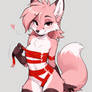 Pink fluffy fox