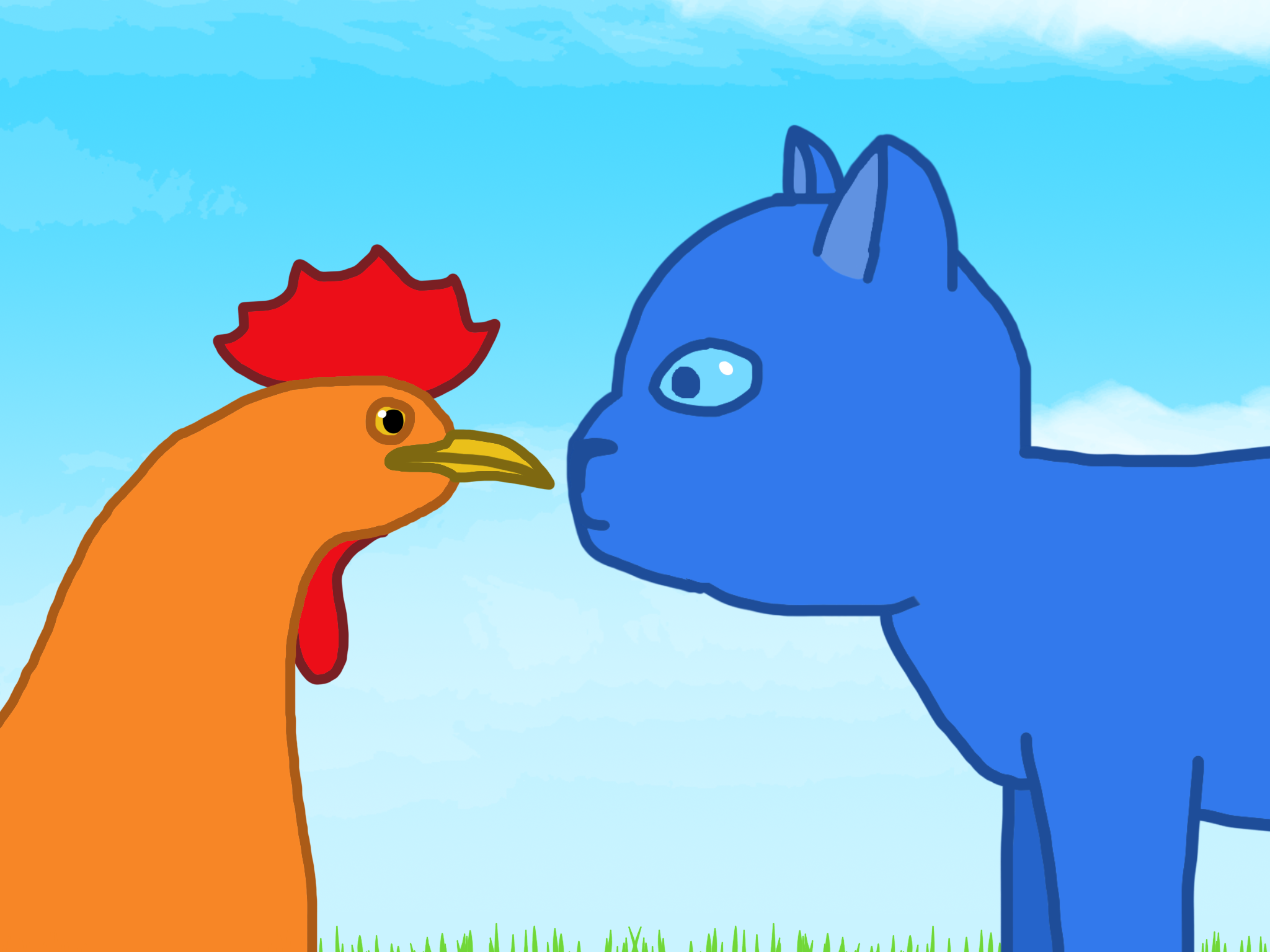 Big Orange Chicken And Huge Blue Cat By Glazesugarnavalblock On Deviantart - huge cat roblox