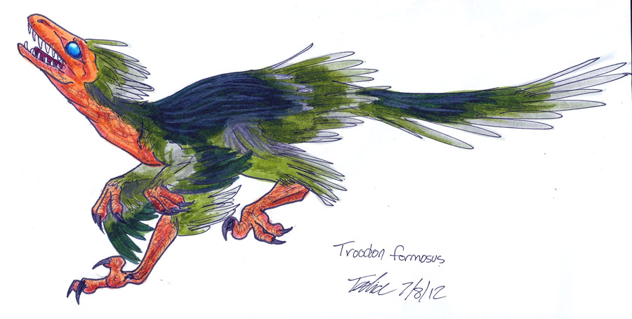 Troodon formosus feathered color