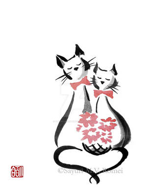 Chats Amoureux - sumi-e by SayuriMVRomei Chats Amoureux - sumi-e by SayuriMVRomei