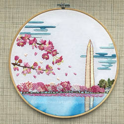 Cherry Blossoms in Washington, DC - embroidery