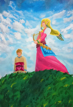 Zelda with The Goddess Harp