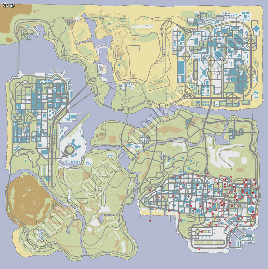 GTA San Andreas graffiti map by Unter-offizier on DeviantArt