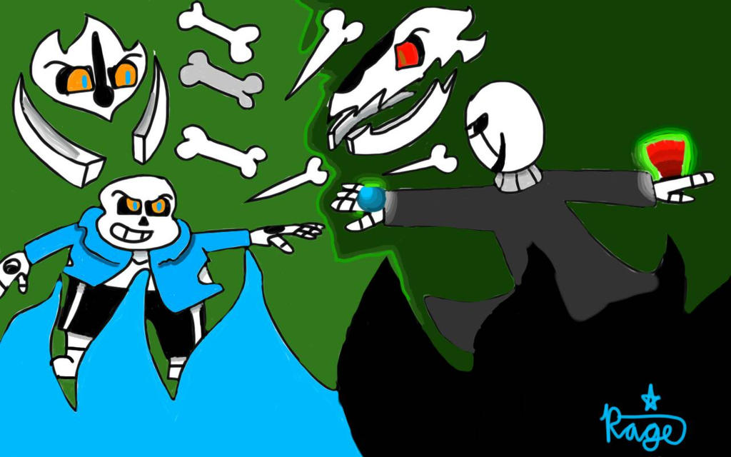 Sans v.s. Gaster by RageDrawings on DeviantArt