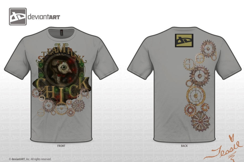 SteamPunk Chick-T-Shirt Gray