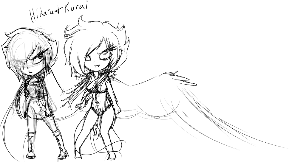 Hikaru and Kurai Sketch Chibis