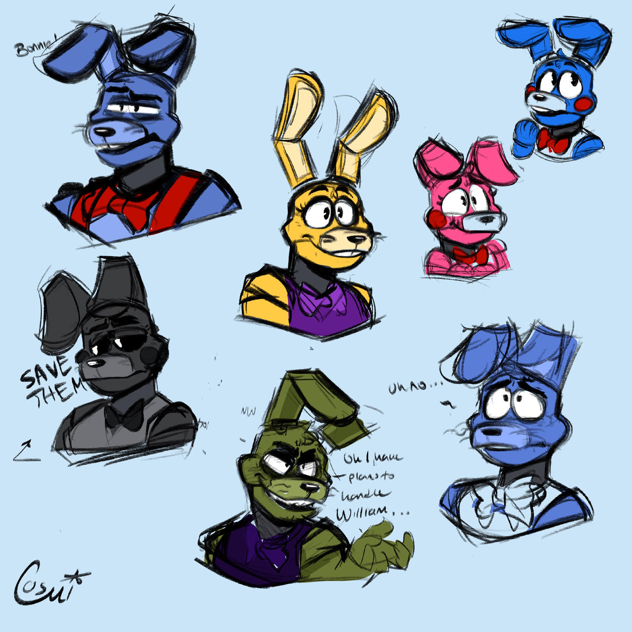 F Naf Characters Rabbit FNAF Bunnies by CosmiisChillin on DeviantArt