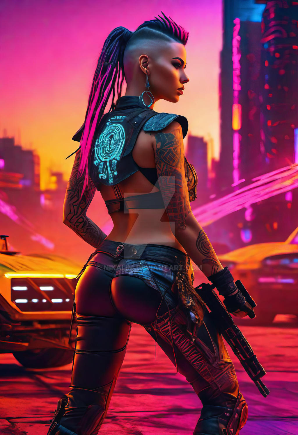 Video Game, Cyberpunk 2077, Cyberpunk, Girl, Weapon, Woman Warrior