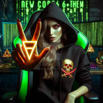 Woman Hacker Black Hoodie 23 AI