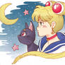 Sailor Moon and Luna