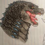 Colored Godzilla bust.