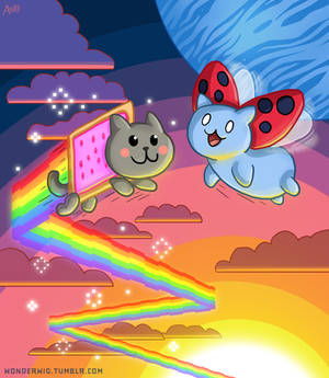 Nyan Cat and Catbug BFFs