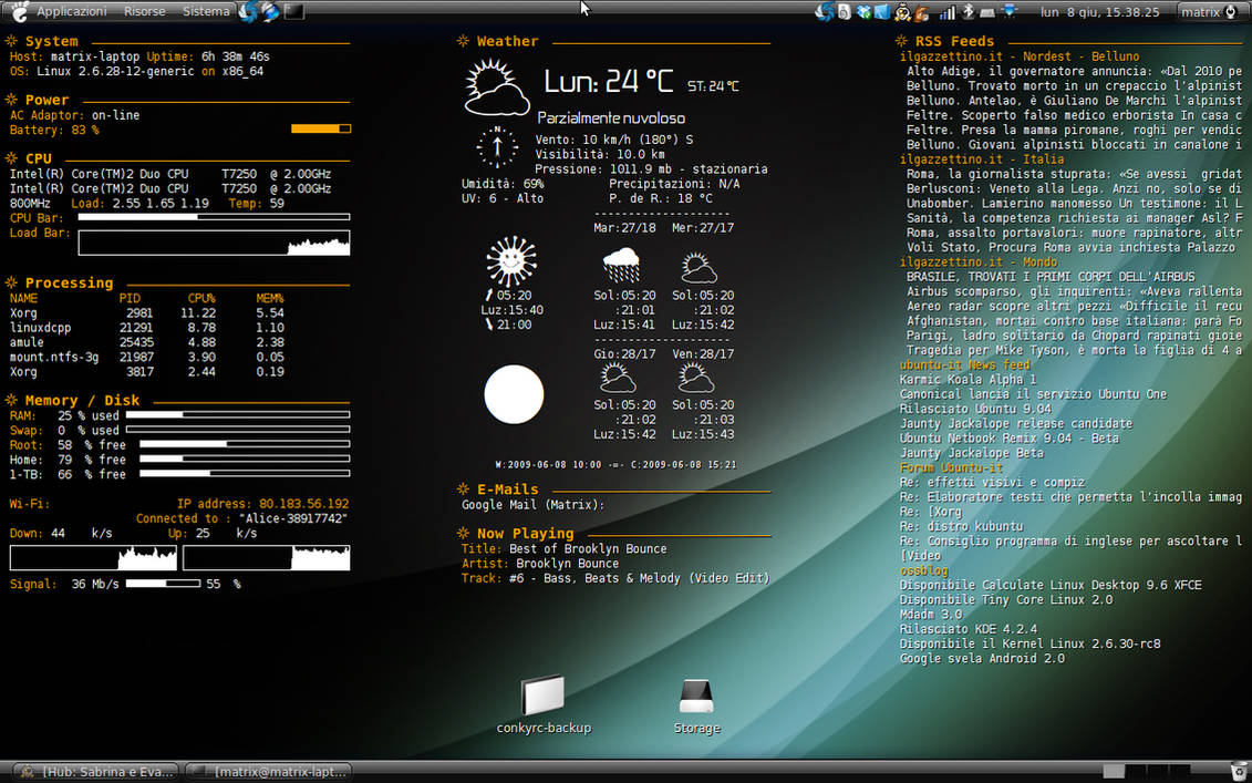 Температура процессора видеокарты на экране. Linux системный монитор Conky. Виджеты Linux. Температура процессора и видюхи. Linux виджеты на рабочий стол.